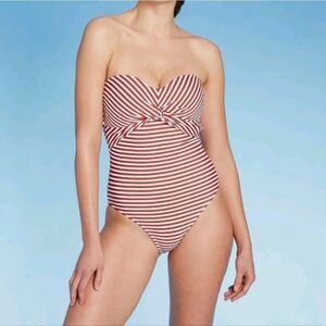 Kona Sol Twist Bandeau Medium Coverage One Piece Swimsuit